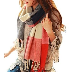 LAST ONE! Buttery soft plaid scarf, red & black